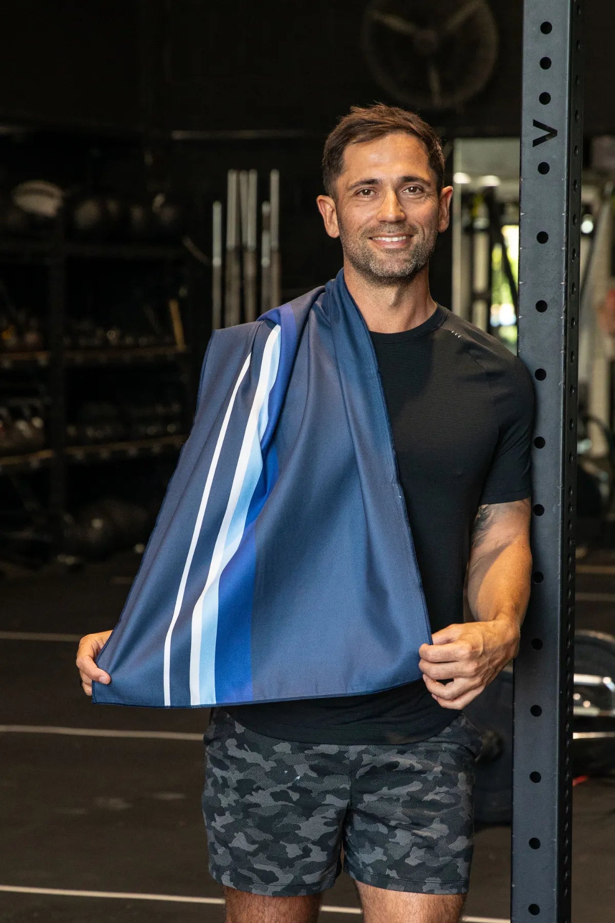 Striped Navy Gym Towel