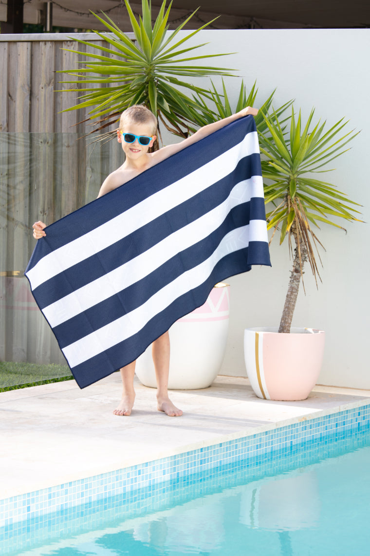 Kids Aztec Blue Beach Towel-Cheeky Winx