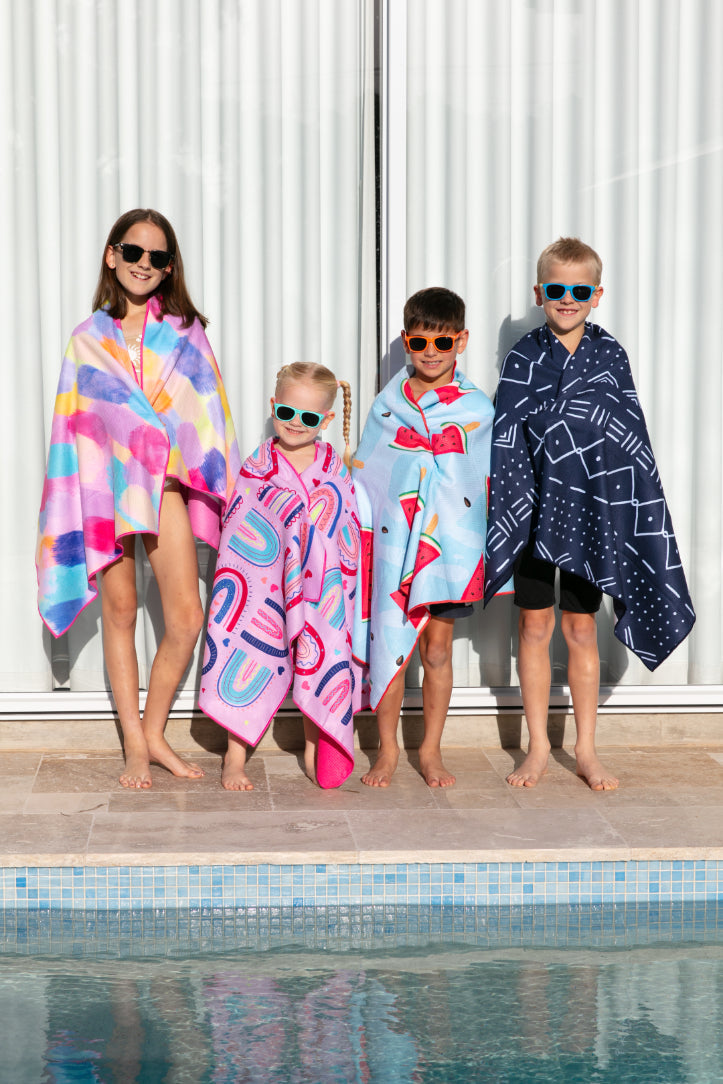 Kids Aztec Blue Beach Towel-Cheeky Winx