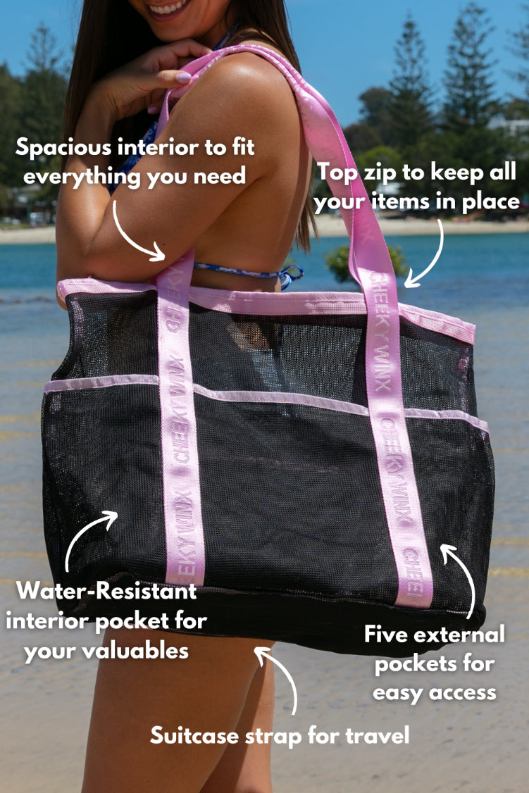 Pink Eclipse Mesh Beach Bag-Cheeky Winx