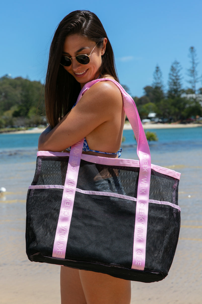 Pink Eclipse Mesh Beach Bag-Cheeky Winx