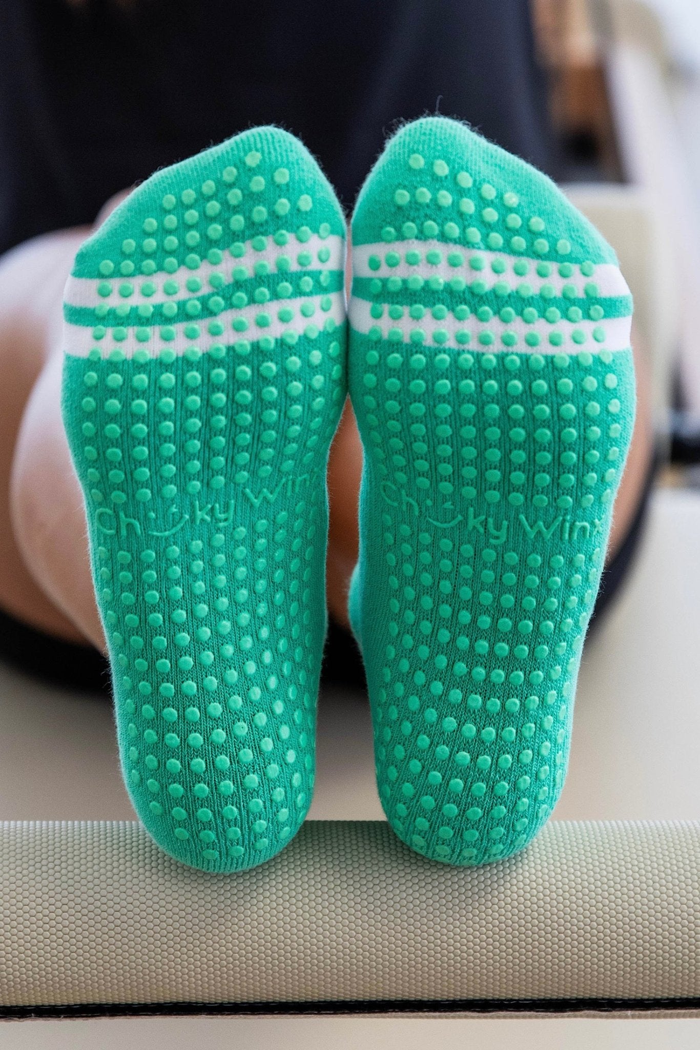 Ankle Green non-slip grip socks for Pilates reformer and barre by Cheeky Winx Australia