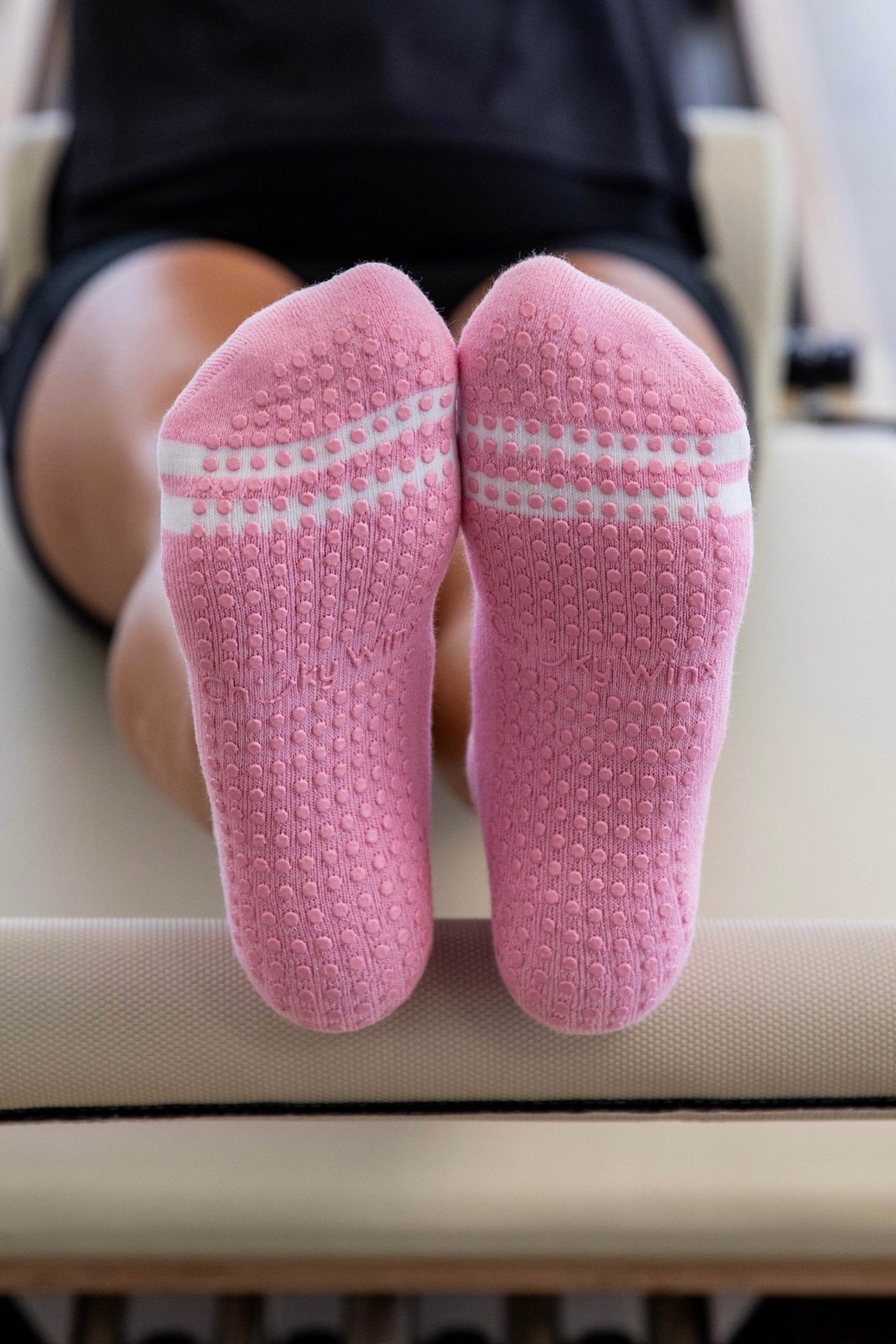 Ankle Pink non-slip grip socks for Pilates reformer and barre by Cheeky Winx Australia