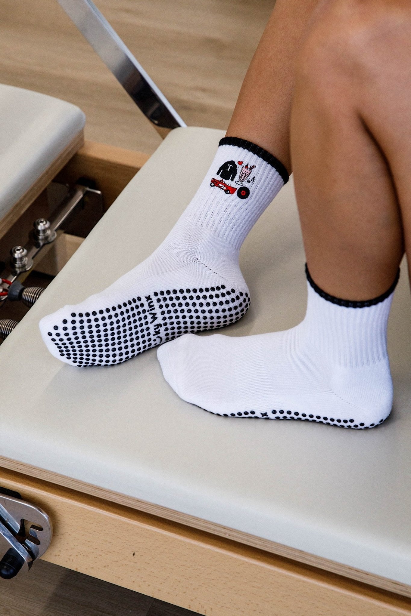 Crew 70's Throwback non-slip grip socks for Pilates reformer and barre by Cheeky Winx Australia
