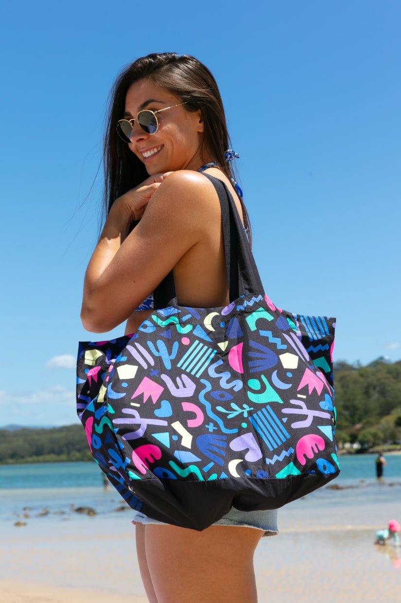 Foldable Black Fiesta x Deb McNaughton Bag - Cheeky Winx