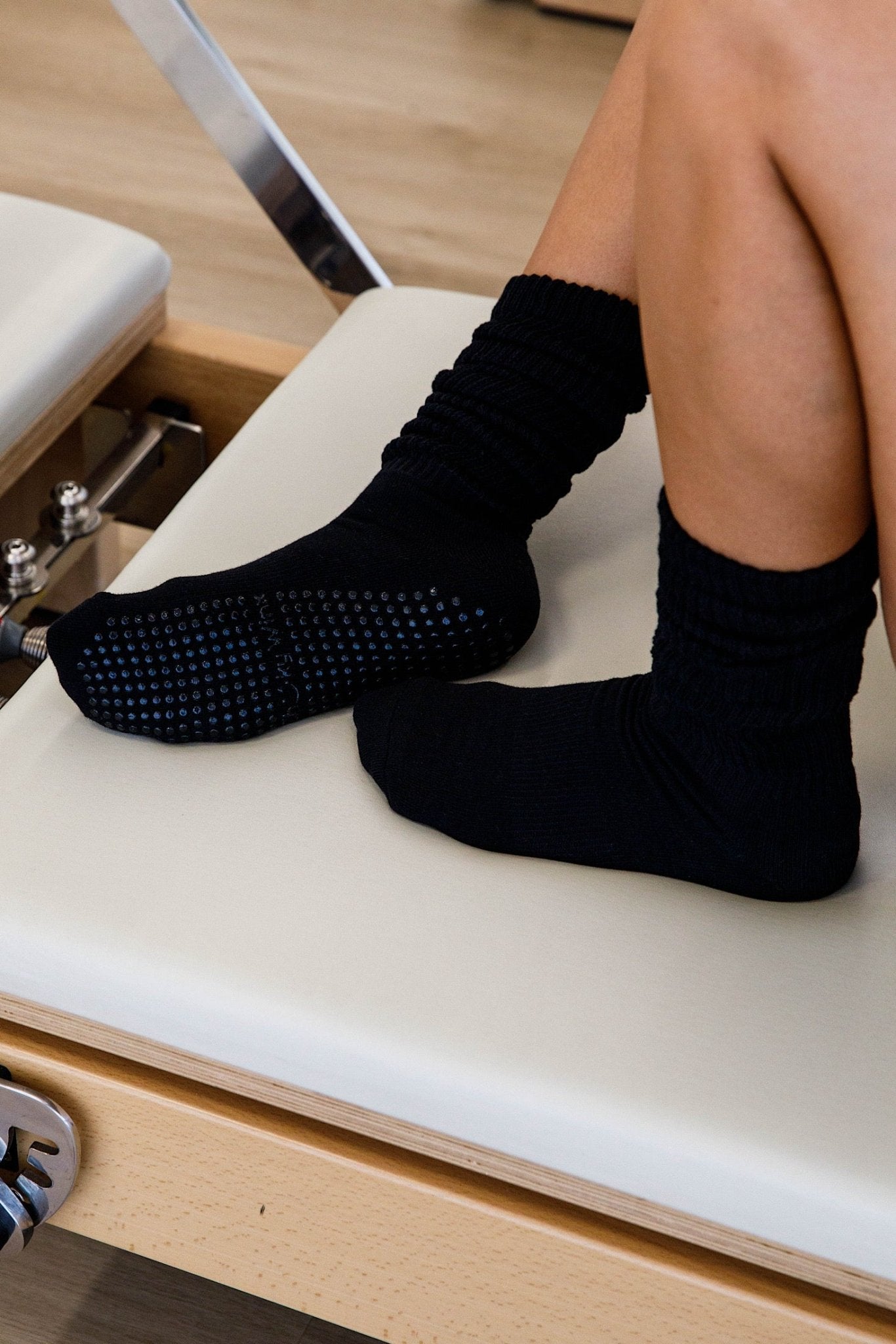 Scrunch Black non-slip grip socks for Pilates reformer and barre by Cheeky Winx Australia