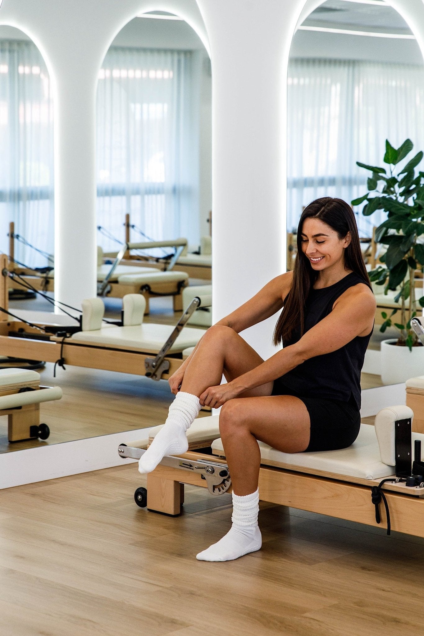 Scrunch Cream non-slip grip socks for Pilates reformer and barre by Cheeky Winx Australia