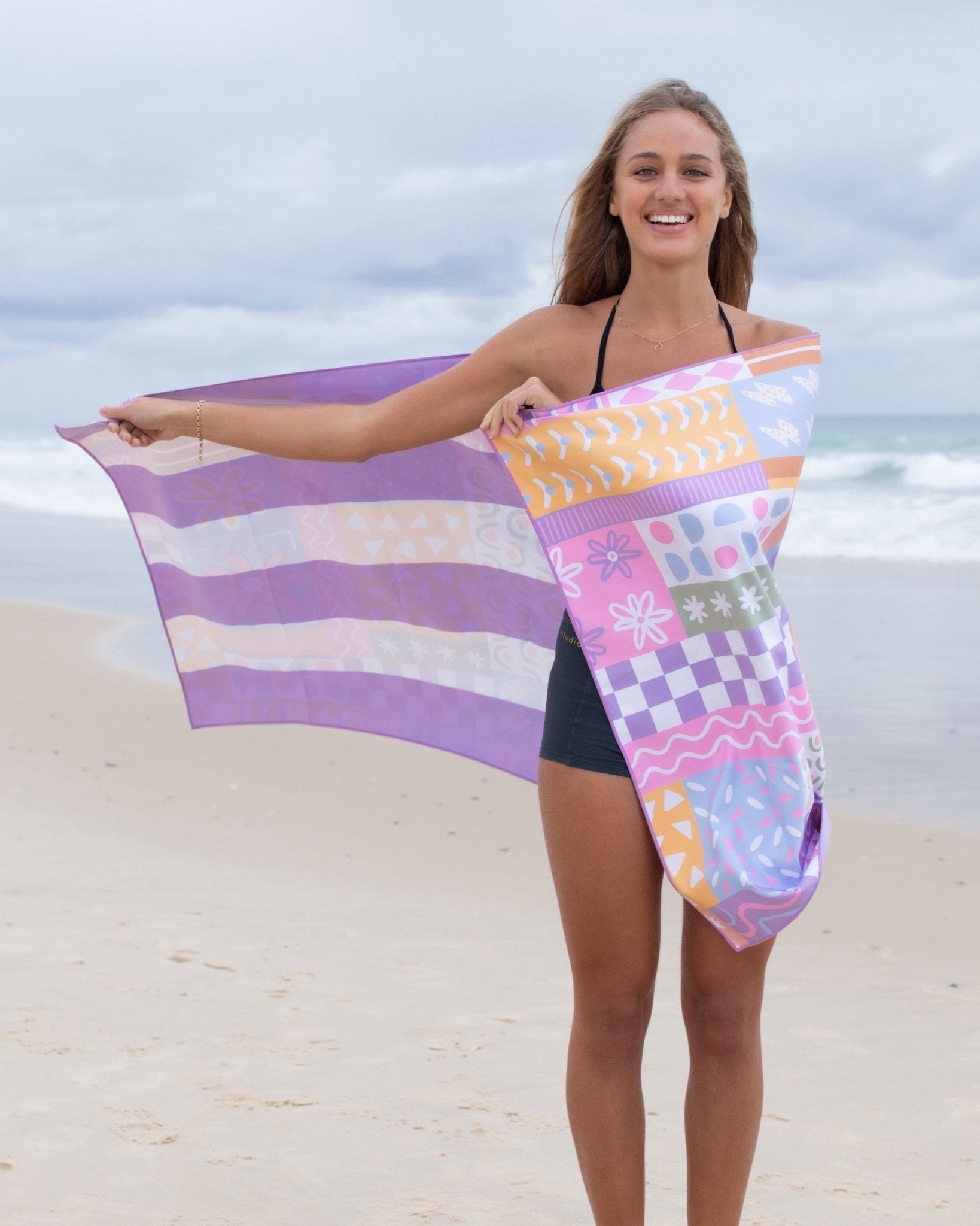 Patchwork lightweight travel towel 160x80cm 315g quick-dry by Cheeky Winx Australia