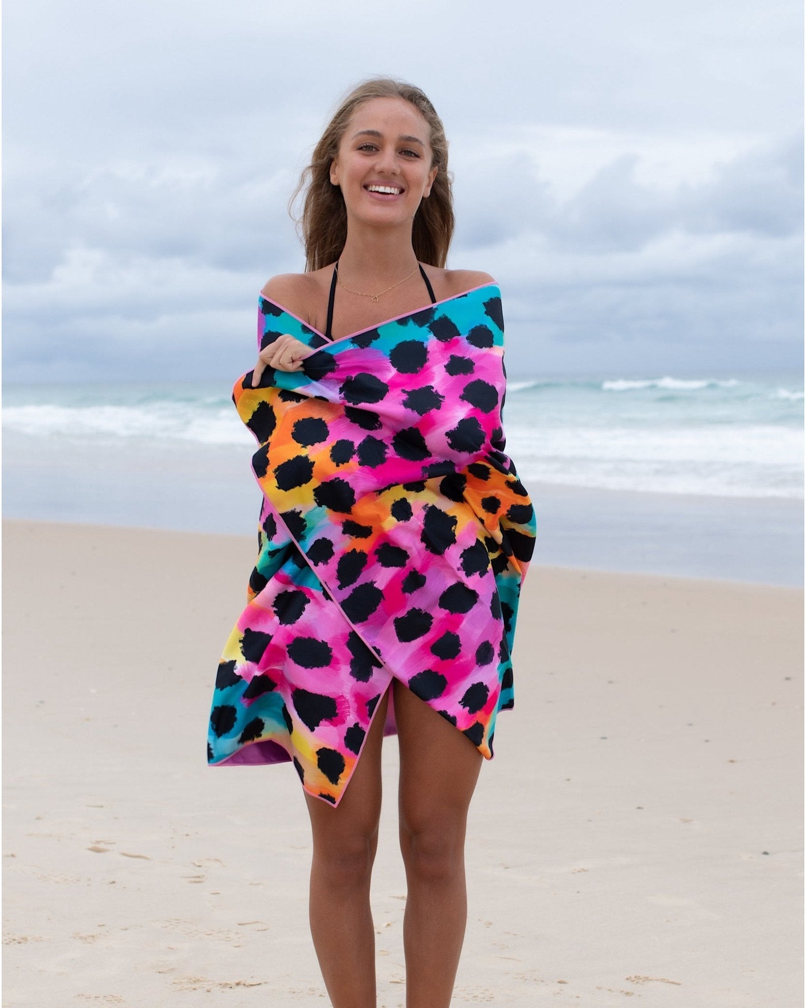 Trio Cheetah X Inky Soda lightweight travel towel 160x80cm 315g quick-dry by Cheeky Winx Australia