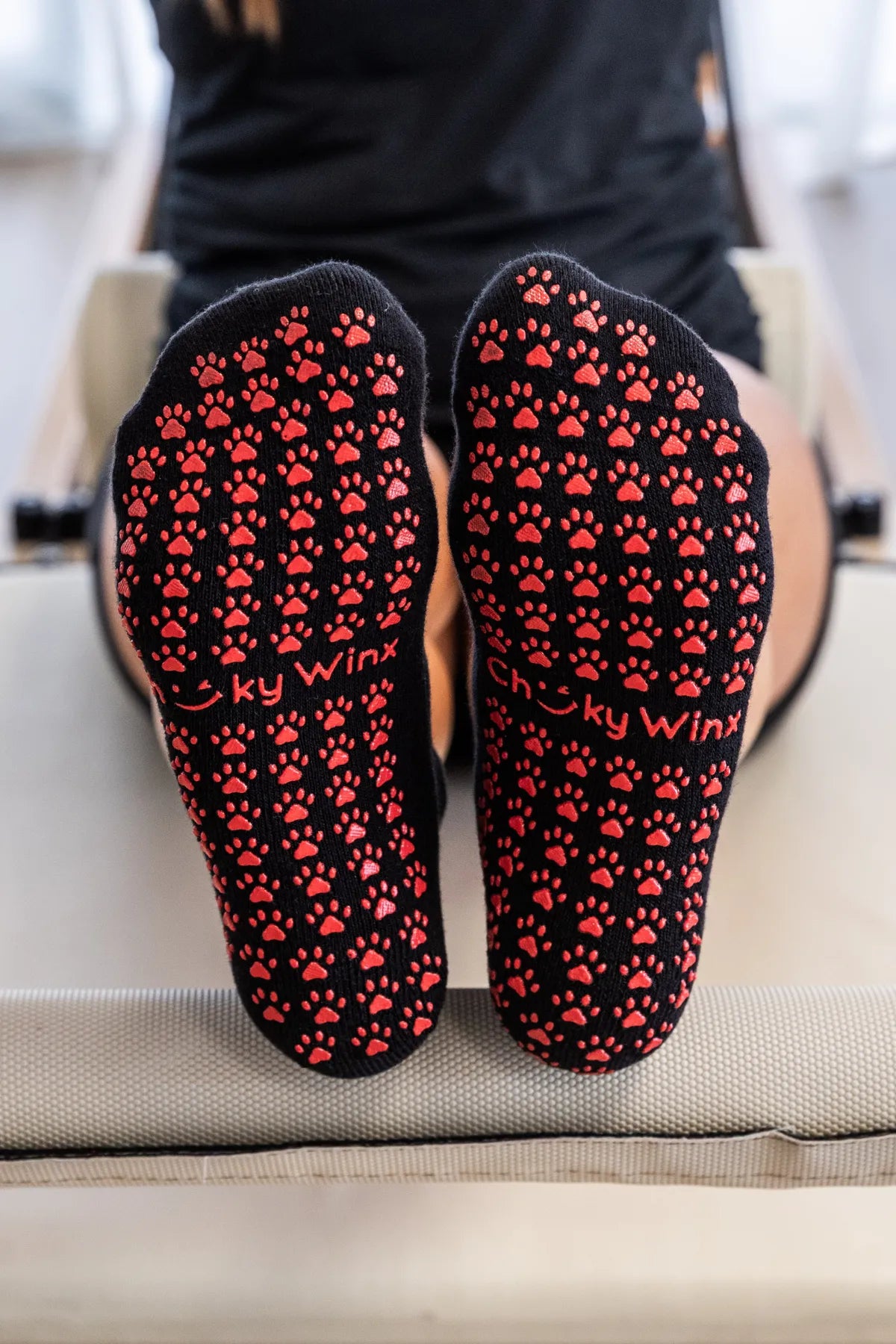 Australia's best Christmas dog crew grip socks, non-slip for reformer, Pilates, yoga, and barre by Cheeky Winx Dog Paw