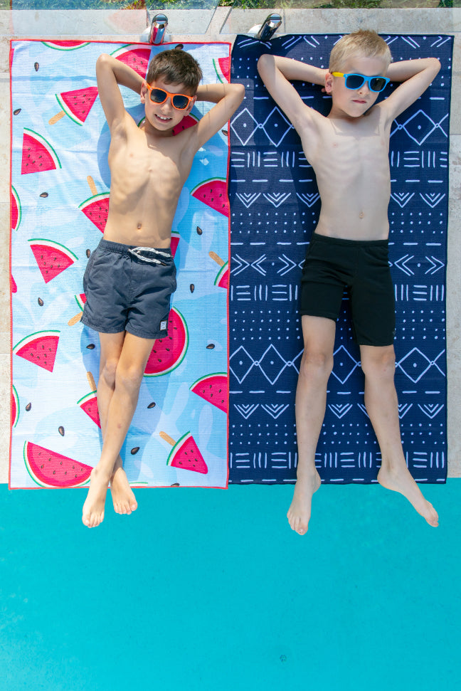 Kids Aztec Blue Beach Towel-Cheeky Winx