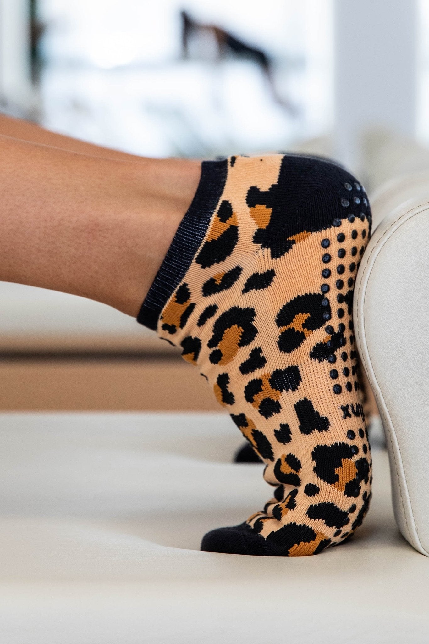 Brown Leopard Grip Socks - Cheeky Winx