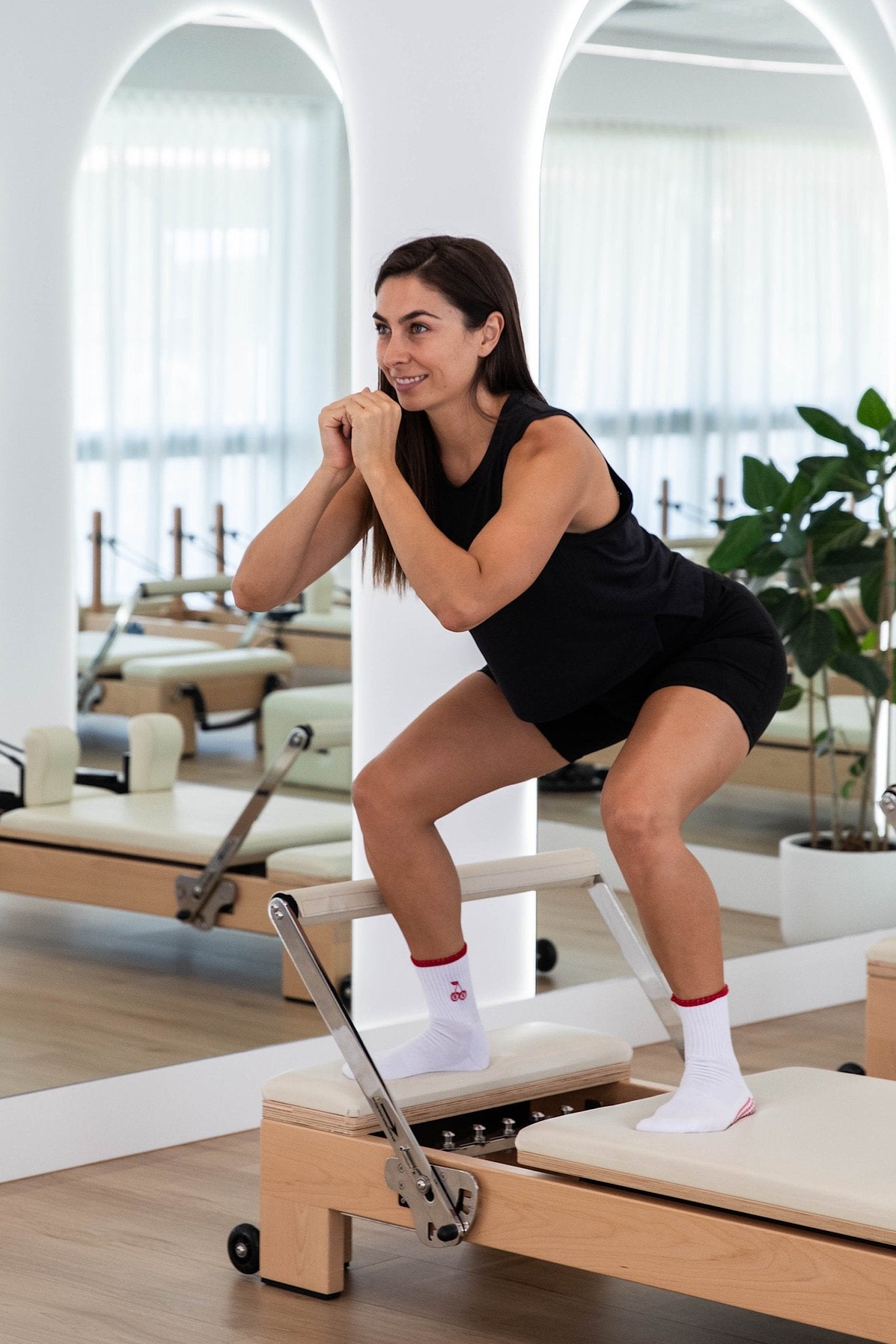 Cherry non-slip grip socks for Pilates reformer and barre by Cheeky Winx Australia