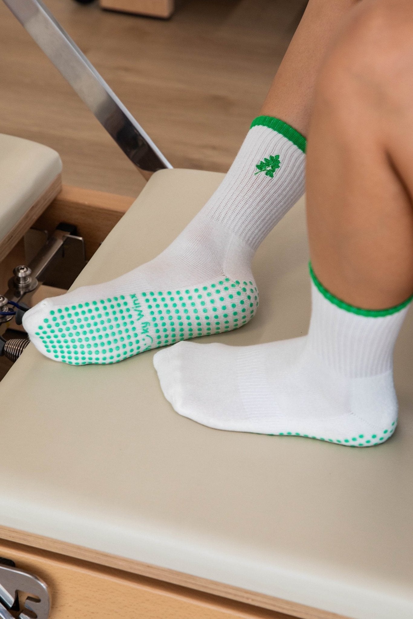 Coriander non-slip grip socks for Pilates reformer and barre by Cheeky Winx Australia