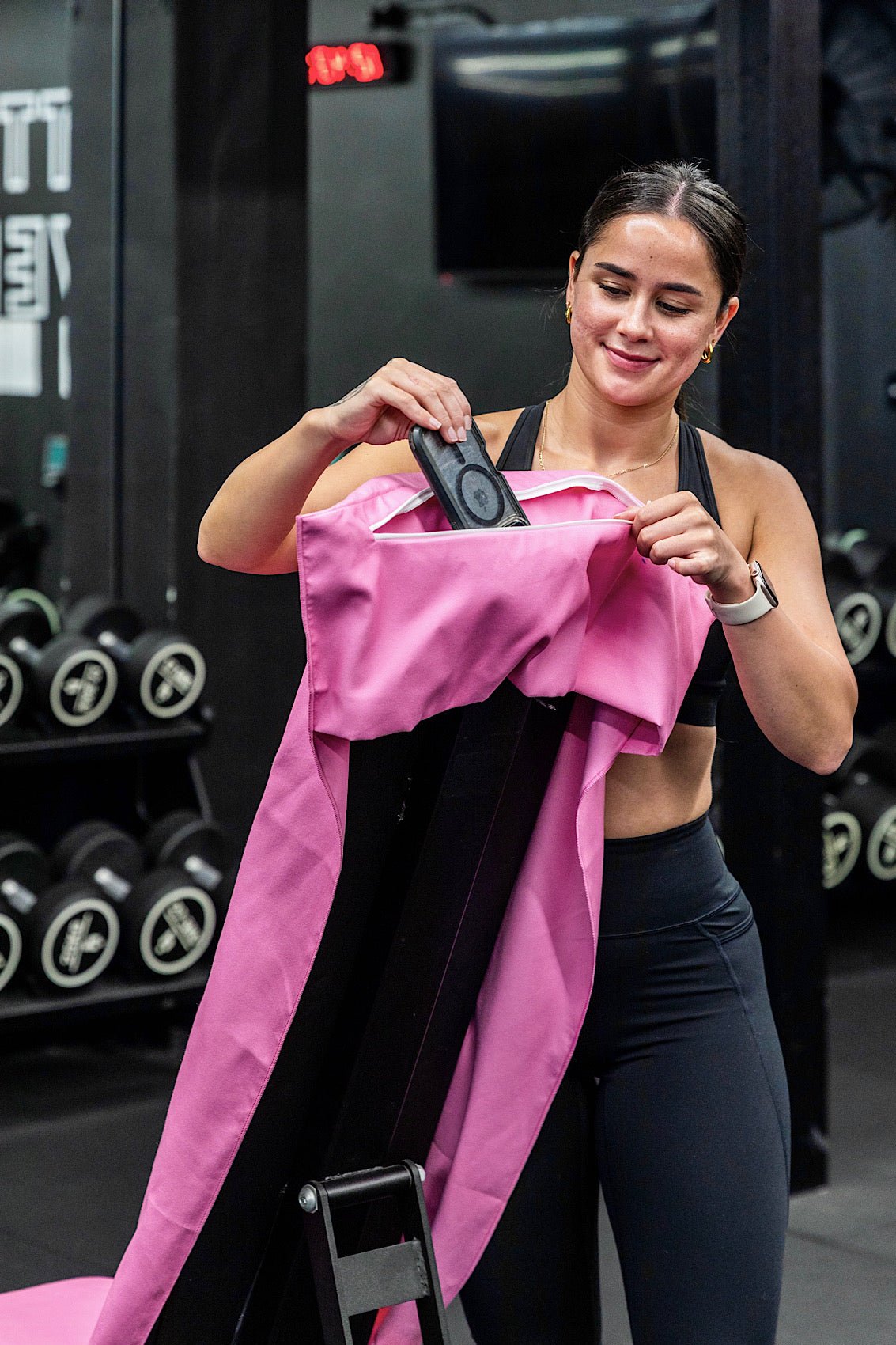 Hooded Basic Baby Pink Gym Towel - Cheeky Winx