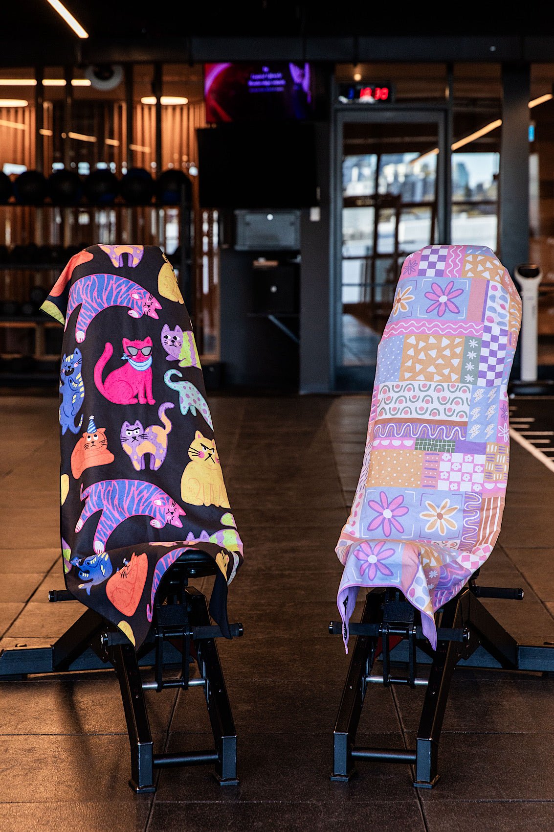 Patchwork hooded gym towel 140x60cm with zip pocket in hood by Cheeky Winx Australia