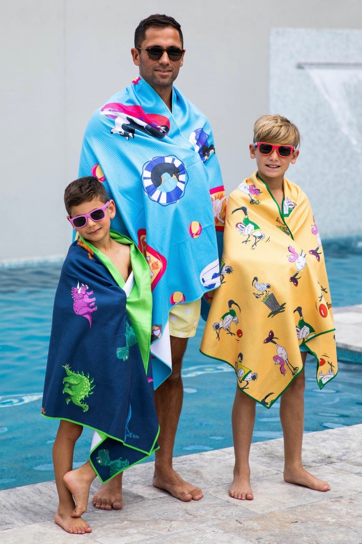 Dinosaurs sand-free kids beach towel 140x70cm personalised by Cheeky Winx Australia