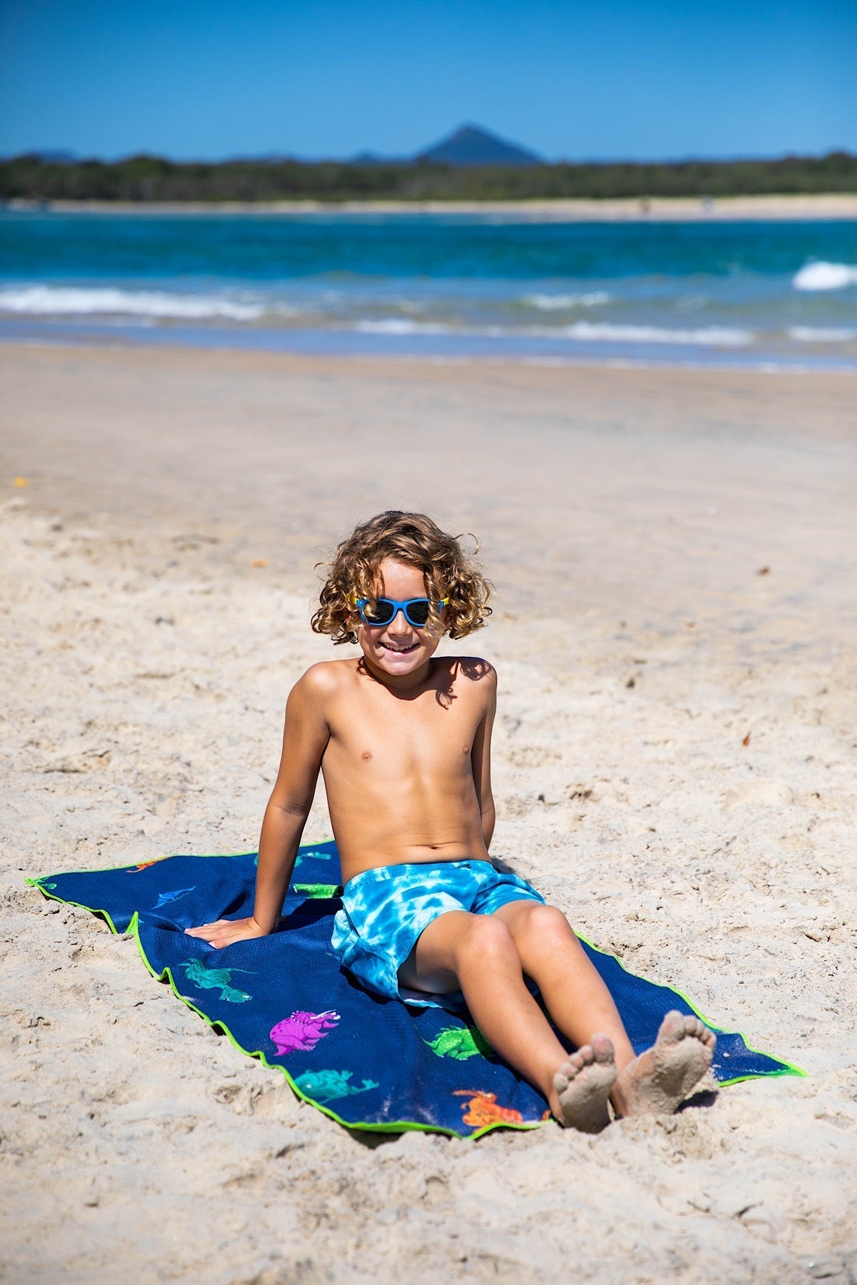 Dinosaurs sand-free kids beach towel 140x70cm personalised by Cheeky Winx Australia