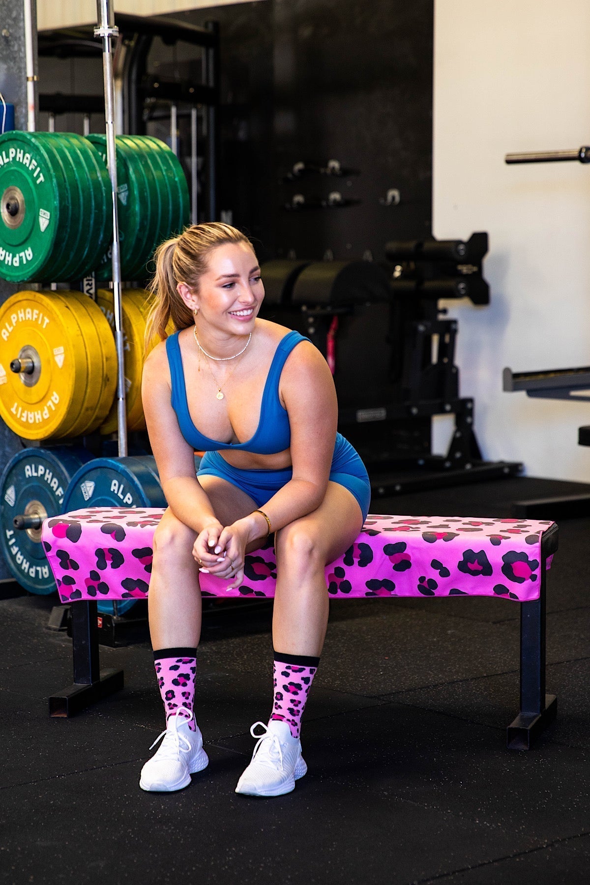 Pink Leopard quick-dry gym towel 90x50cm reversible by Cheeky Winx Australia