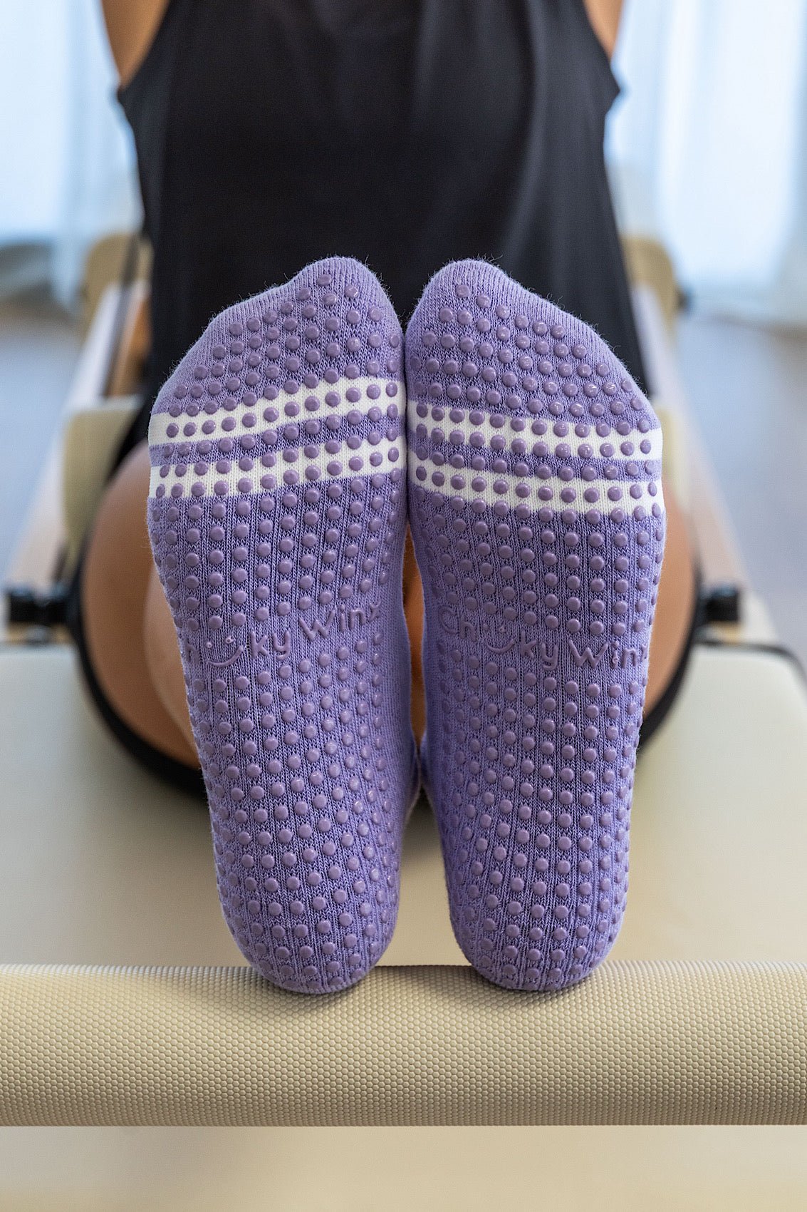 Purple Ankle non-slip grip socks for Pilates reformer and barre by Cheeky Winx Australia