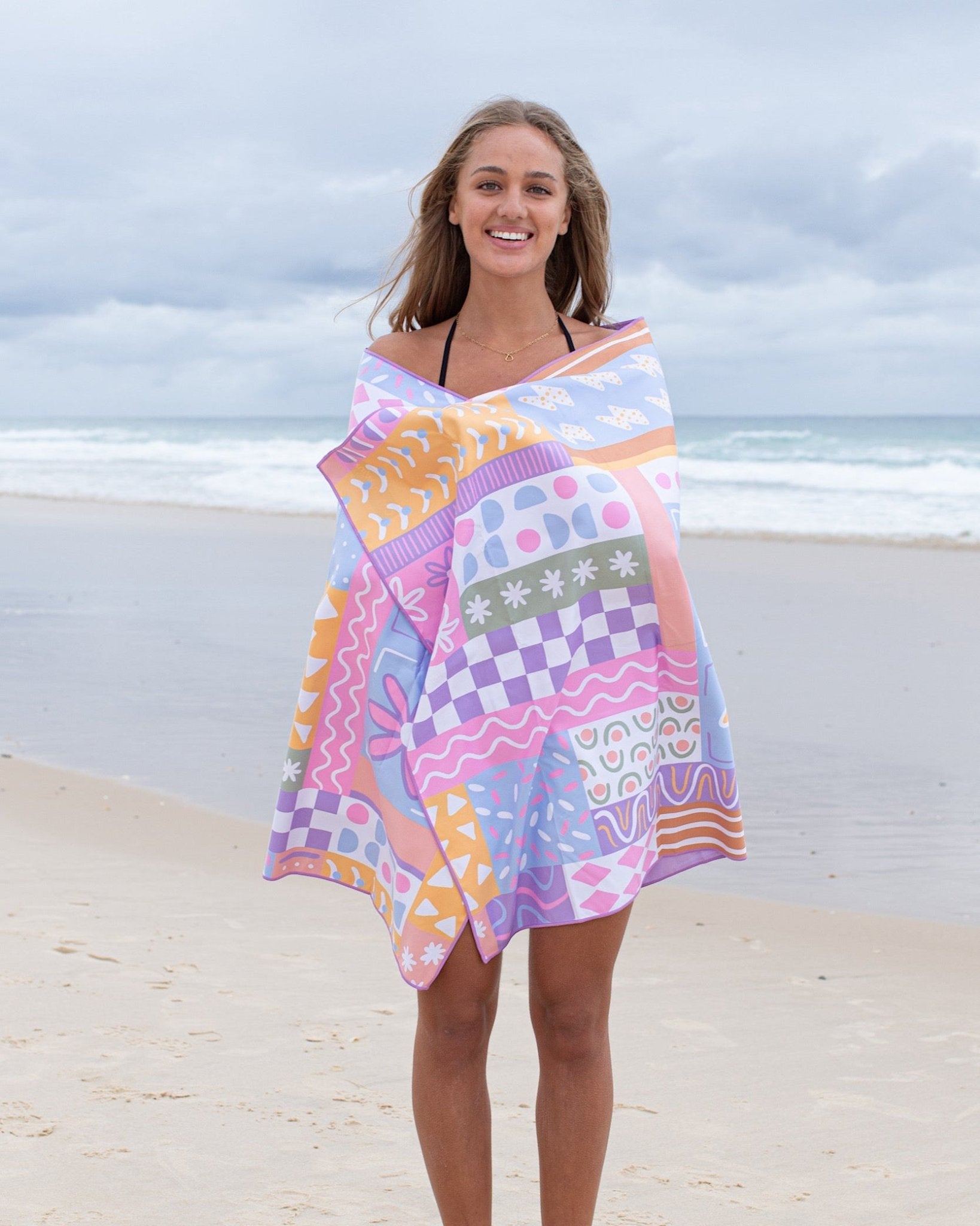 Patchwork lightweight travel towel 160x80cm 315g quick-dry by Cheeky Winx Australia